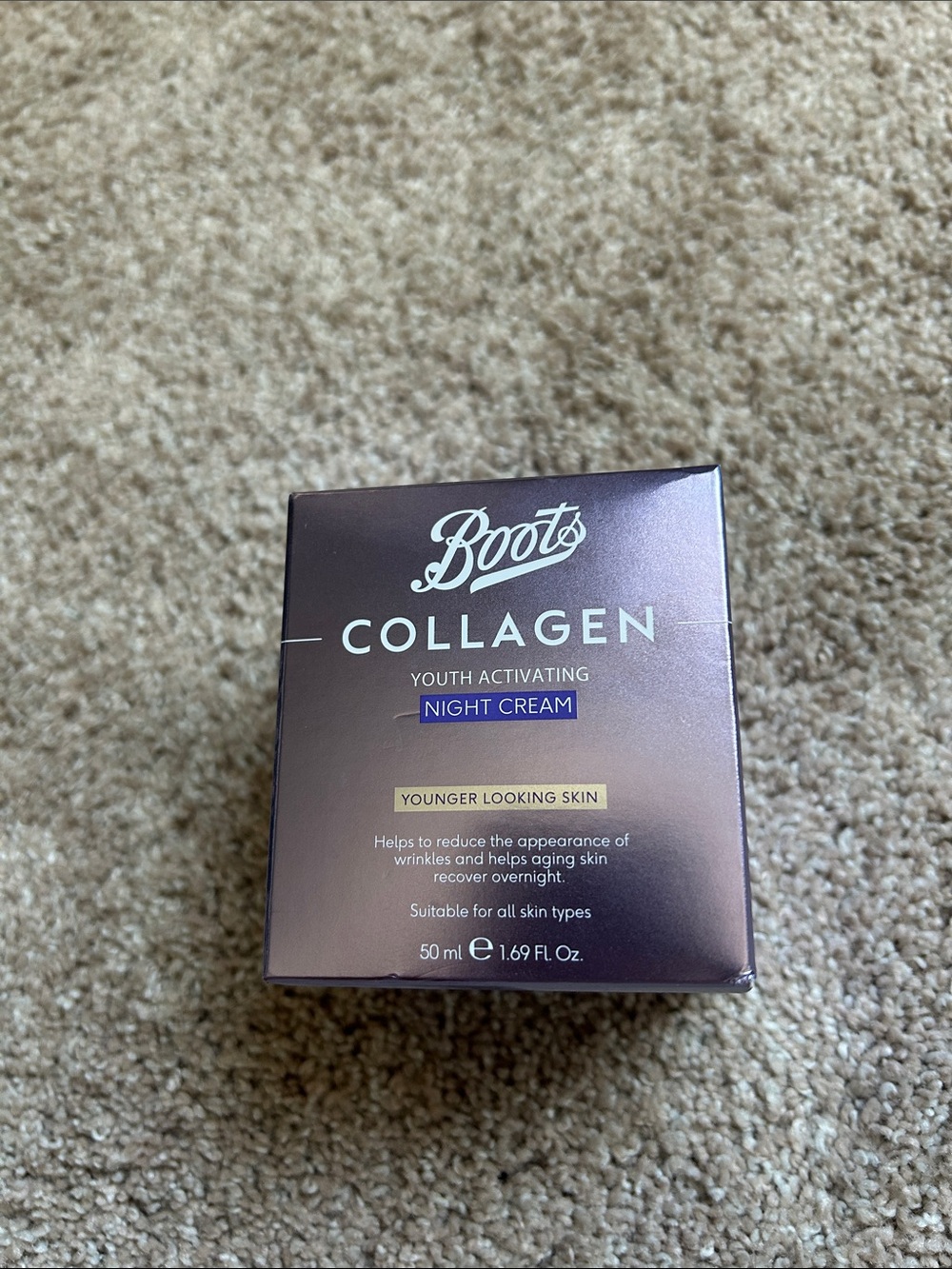 Boots Collagen Night Cream - Metallic Purple box NEW